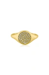 Cz By Kenneth Jay Lane Cz Signet Ring In Clear/ Gold
