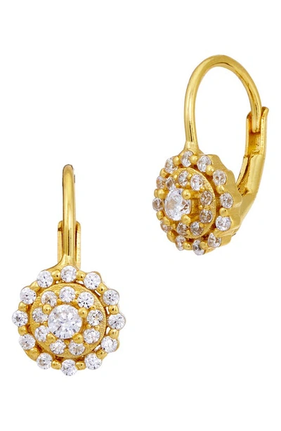 Savvy Cie Jewels Cz Medallion Drop Earrings In Gold