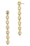 Savvy Cie Jewels Pear Cz Linear Drop Earrings In Gold