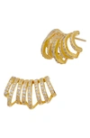 Savvy Cie Jewels Cz Pavé Ear Hugger Earrings In Yellow