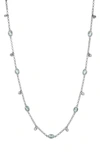 Savvy Cie Jewels Aquamarine Station Chain Necklace In Metallic