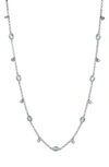 Savvy Cie Jewels Aquamarine Station Chain Necklace In White