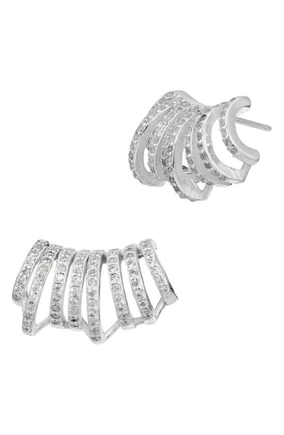 Savvy Cie Jewels Cz Pavé Ear Hugger Earrings In White