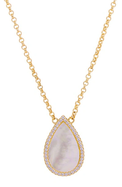 Savvy Cie Jewels Mother Of Pearl Drop Pendant Necklace In Gold