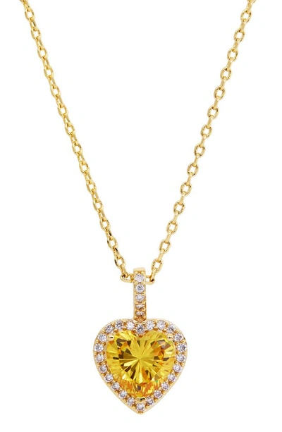 Savvy Cie Jewels Cz Halo Framed Heart Pendant Necklace In Gold