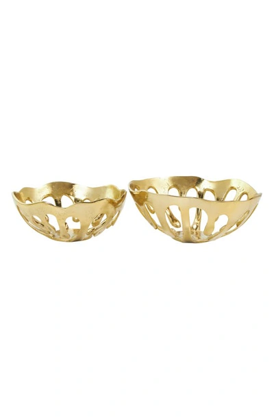 Vivian Lune Home Set Of Two Gold Aluminium Decorative Bowls