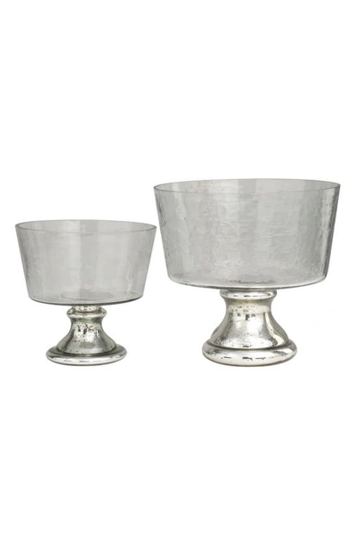 Vivian Lune Home Set Of 2 Silver Glass Decorative Bowls In Gray