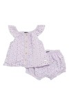 7 For All Mankind Babies' Eyelet Top & Shorts 2-piece Set In Purple