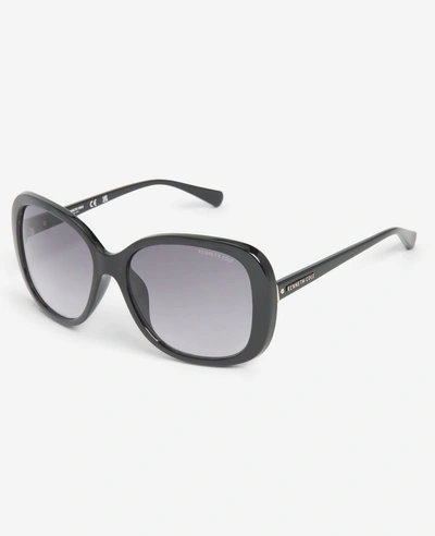 Kenneth Cole Ultem Oversized Square Smoke Gradient Sunglasses In Black