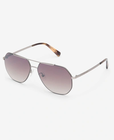 Kenneth Cole Metal Aviator Sunglasses In Ruthenium