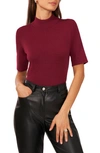 Halogen Short Sleeve Mock Neck Rib Sweater In Chianti Red
