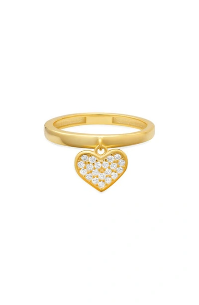 Queen Jewels Dangling Heart Cz Ring In Gold