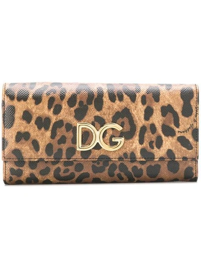 Dolce & Gabbana Leopard-print Continental Wallet - Brown