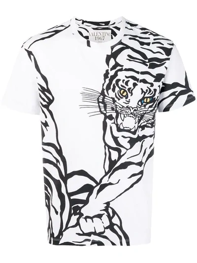Valentino T-shirt With Tiger Re-edition Print In Ivory