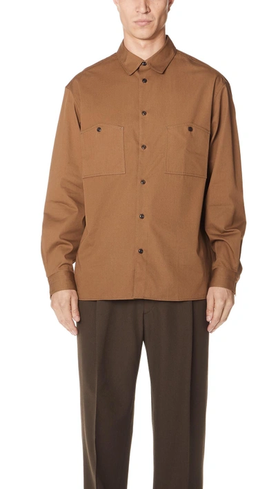 Lemaire Patch Pocket Shirt In Tobacco