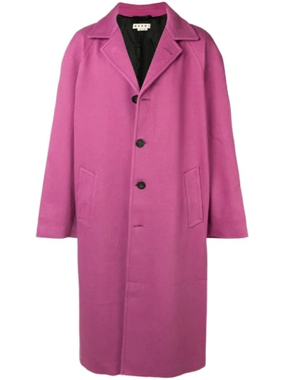 Marni Long Single-breasted Coat In Pink