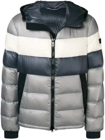 Peuterey Striped Padded Jacket In Light Grey