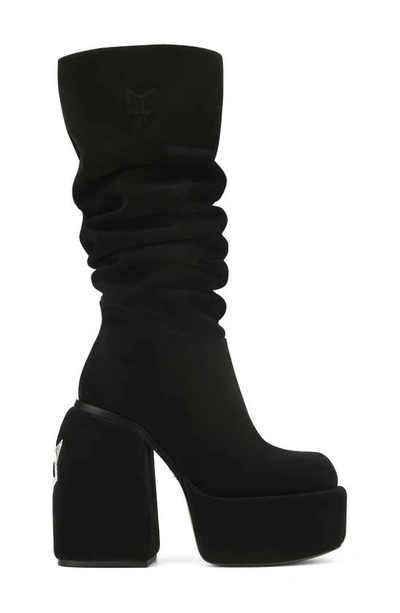 Naked Wolfe Space Platform Boot In Black-suede