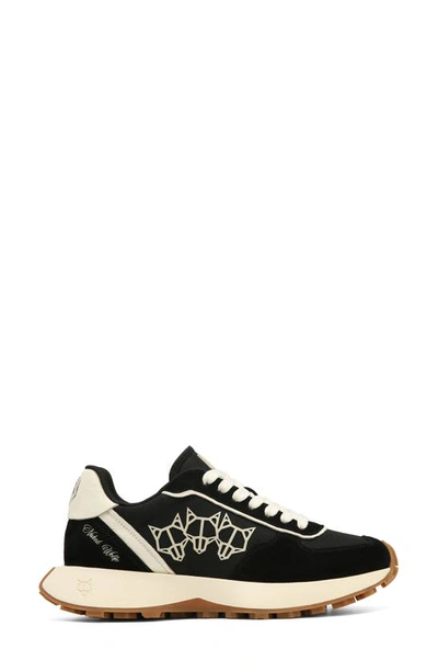 Naked Wolfe Prime Leather Trainer In Black-nylon