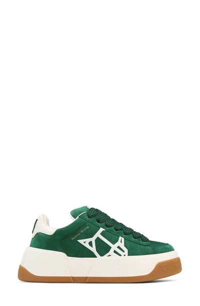 Naked Wolfe Sound Platform Skate Shoe In Ivy Green-suede