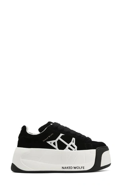 Naked Wolfe Scandal Platform Skate Shoe In Black-suede