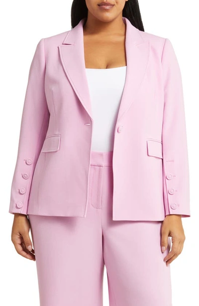 Tahari One-button Crepe Blazer In Pink Macaroon