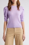 Frame Ruched Sleeve Recycled Cashmere Blend Sweater In Lilac