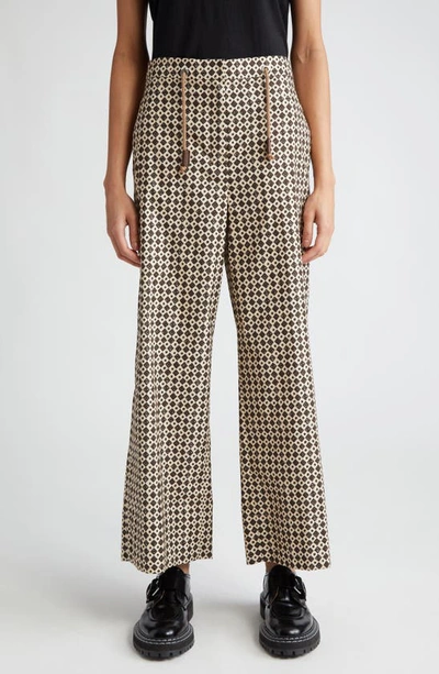 Max Mara Ancella Check Print Wide Leg Pants In Sand