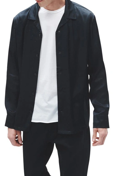 Rag & Bone Avery Geo Jacquard Satin Button-up Shirt In Black