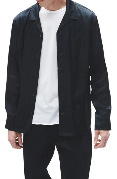 Rag & Bone Avery Geo Jacquard Satin Button-up Shirt In Black Geo