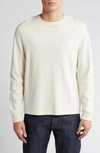 Frame Duo Fold Long Sleeve Cotton T-shirt In White Canvas