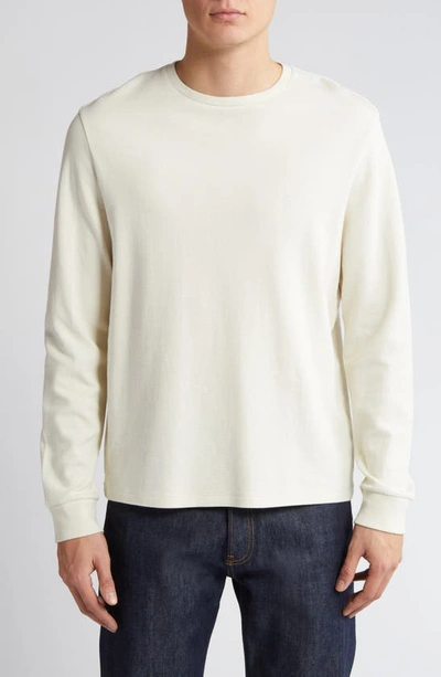 Frame Duo Fold Long Sleeve Cotton T-shirt In White Canvas
