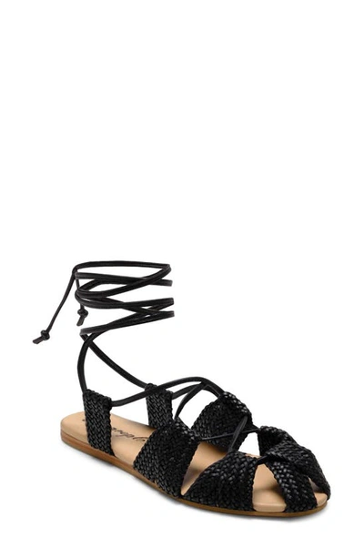 Free People Sunny Gilly Sandal In Black Leather