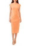Vince Camuto Mock Neck Midi Dress In Warm Orange