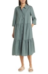 Masai Copenhagen Cotton Shirtdress In Balsam Green