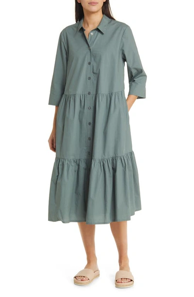 Masai Copenhagen Cotton Shirtdress In Balsam Green