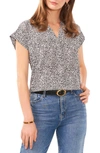 Vince Camuto Abstract Print V-neck Top In Rich Black