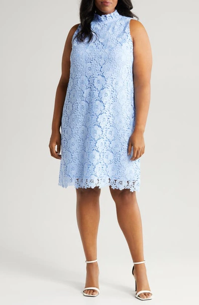 Anne Klein Floral Lace Shift Dress In Blue