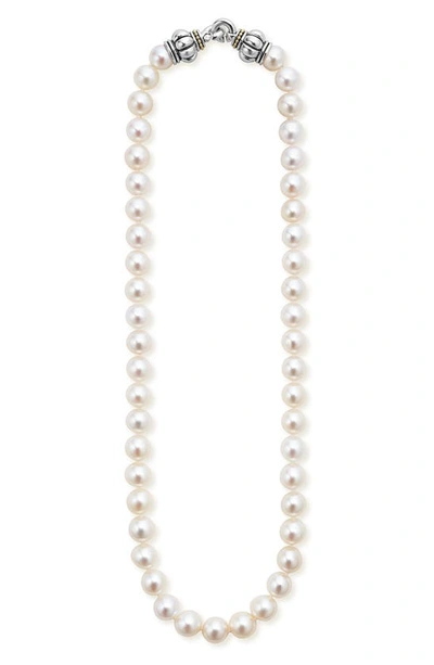 Lagos Luna Freshwater Pearl Necklace In Silver