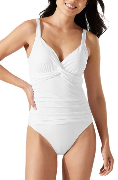 Tommy Bahama Pearl Underwire Twist Front One-piece Swimsuit In White
