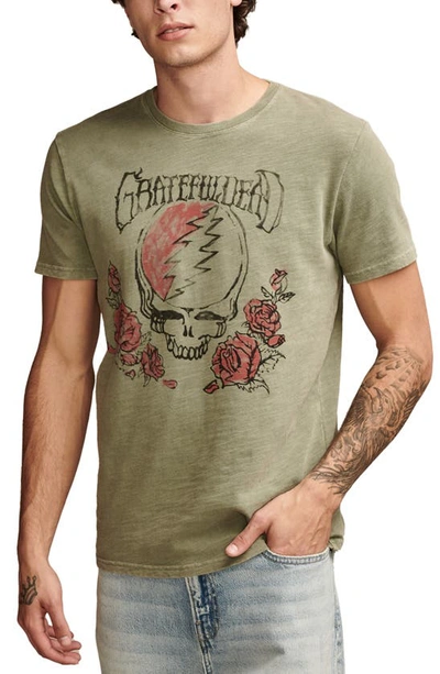 Lucky Brand Grateful Dead Rose Graphic T-shirt In Oil Green