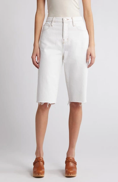 Frame High Waist Raw Hem Denim Shorts In White