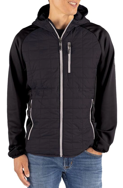 Cutter & Buck Rainier Primaloft® Insulated Water Resistant Hybrid Jacket In Black