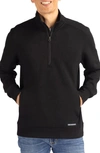 Cutter & Buck Roam Water Repellent Knit Quarter Zip Pullover In Black
