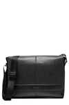 Cole Haan Triboro Leather Messenger Bag In Black