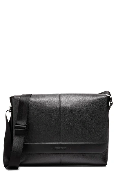 Cole Haan Triboro Leather Messenger Bag In Black