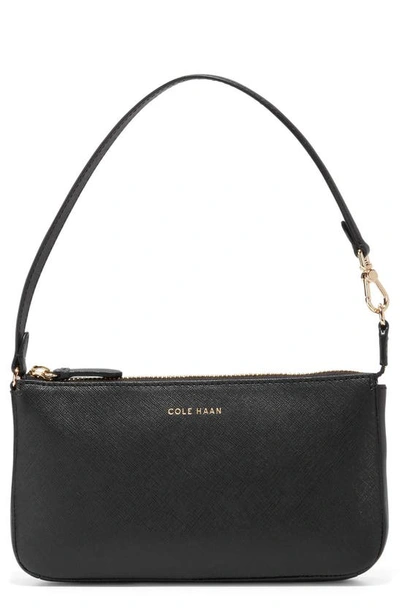 Cole Haan Pouchette Leather Wristlet In Black