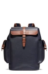 Cole Haan Triboro Leather Backpack In Navy/ New British Tan