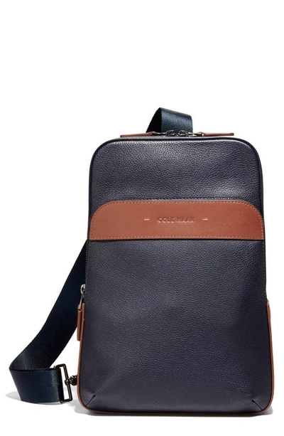 Cole Haan Triboro Leather Sling In Navy/ New British Tan