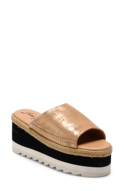 Free People Santorini Platform Slide Sandal In Rose Gold